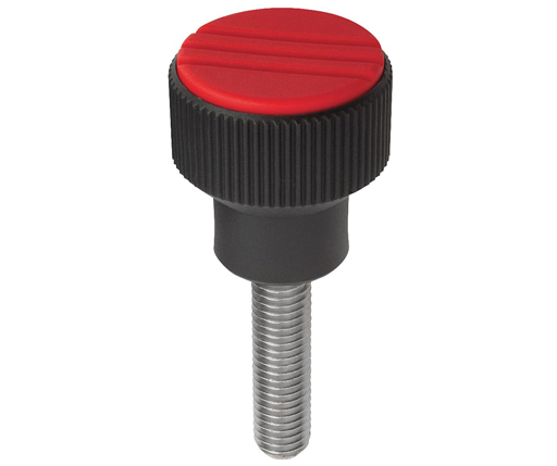 Knurled Knobs - Plastic - Male Thread - Stainless Steel Stud - Metric