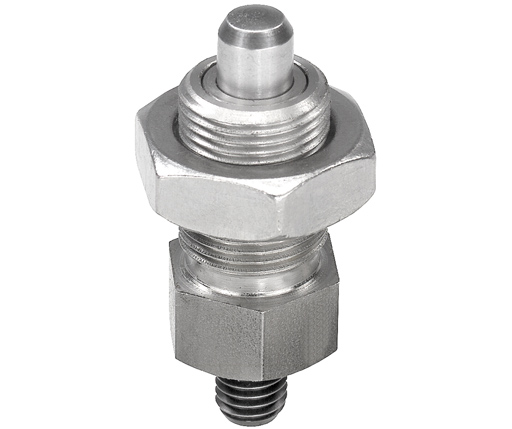 Indexing Plungers - Stainless Steel Hand Retractable Plunger - Threaded End - Hardened Pin - Jam Nut - Metric (03092)