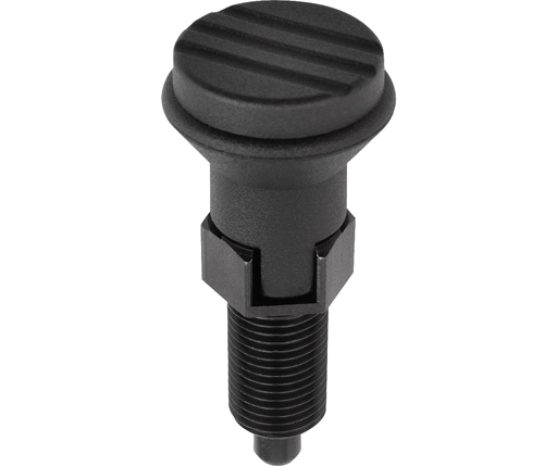 Indexing Plungers - Steel Hand Retractable Plunger w/ Collar - Mushroom Handle - Hardened Pin - Lockout - Metric (03090)