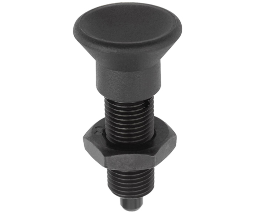 Indexing Plungers - Steel Hand Retractable Plunger - Plastic Handle - Hardened Pin - Jam Nut - Metric (03093)