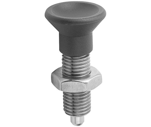 Indexing Plungers - Stainless Steel Hand Retractable Plunger - Plastic Handle - Hardened Pin - Jam Nut - Metric (03093)