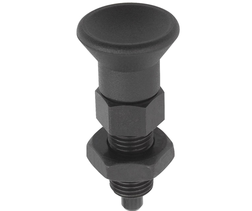 Indexing Plungers - Steel Hand Retractable Plunger w/ Collar - Plastic Handle - Hardened Pin w/ Jam Nut - Metric (03089)