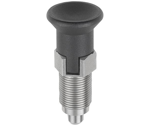 Indexing Plungers - SS Hand Retractable Plunger w/ Collar - Plastic Handle - Non-Hardened Pin - Lockout - Metric (03089)