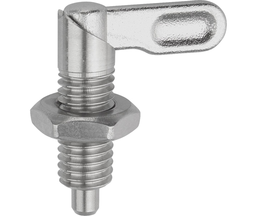 Indexing Plungers - Cam Handle Retractable Plunger - Stainless Steel w/ Jam Nut - Inch (03099)