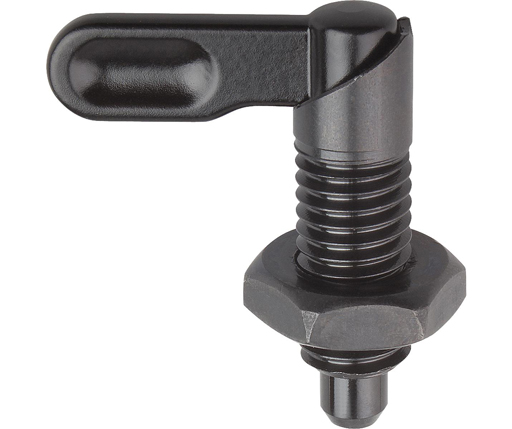 Indexing Plungers - Cam Handle Retractable Plunger - Steel w/ Jam Nut - Metric (03099)