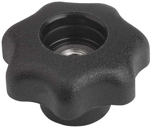 Star Grips - Plastic - Female Thread - Stainless Steel Insert - Tapped Thru Hole - w/o Cap - Metric