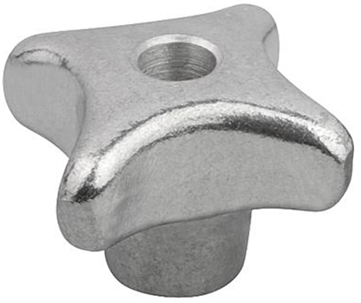 Aluminum Palm Grips - Tumbled Aluminum - Thru Hole Tapped w/ C'Bore - Metric