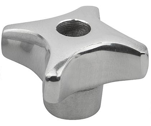 Aluminum Palm Grips - Polished Aluminum - Thru Hole Tapped w/ C'Bore - Metric