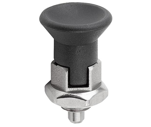 Indexing Plungers - Stainless Steel Hand Retractable Plunger - Plastic Knob - Short Body - Lockout - Inch