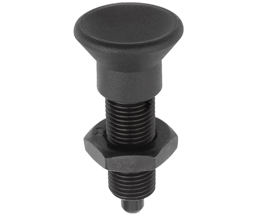 Indexing Plungers - Steel Hand Retractable Plunger - Plastic Handle - Hardened Pin - Jam Nut - Inch (03093)