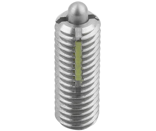 Spring Plungers - Pin Type - Stainless Steel - Nylon Locking - Hex End & Slotted End - Standard End Force - Inch