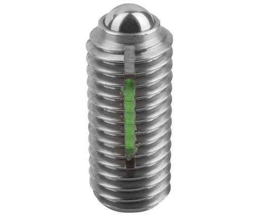 Spring Plungers - Ball Type - Stainless Steel - Nylon Locking - Hex End - Standard End Force - Metric