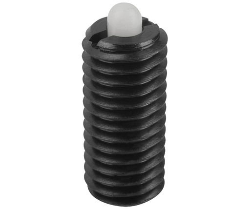 Spring Plungers - Pin Type - Steel - Hex End & Slotted End - Plastic Plunger - Standard End Force - Metric